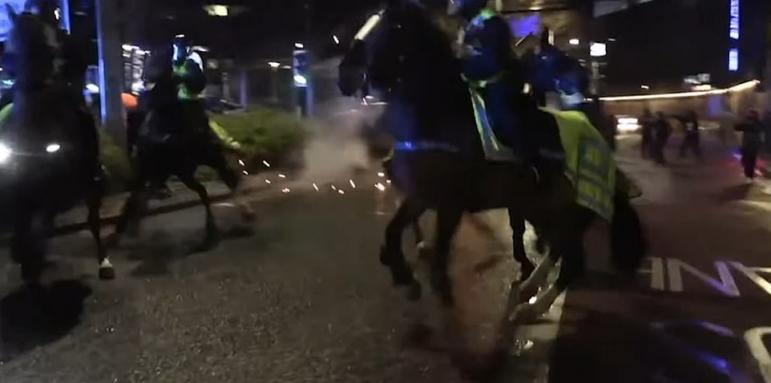 Бой в Бристол: С кучета и коне срещу протеста
