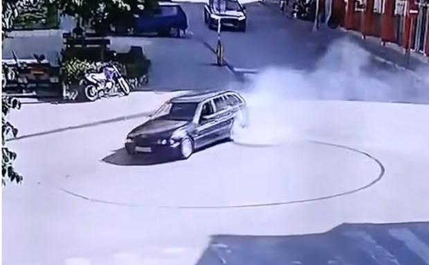 Млад джигит показа "умения" в шофирането. Общински камери го заснеха